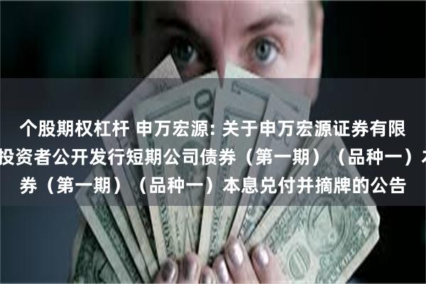 个股期权杠杆 申万宏源: 关于申万宏源证券有限公司2024年面向专业投资者公开发行短期公司债券(第一期)(品种一)本息兑付并摘牌的公告